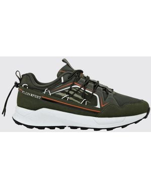 Philipp Plein Striped Mesh Low-Top Trainers With Drawstring Closure And Logo - Green