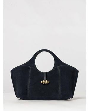 Gianni Chiarini Infinity Suede Leather Handbag With Double Handle - Blue