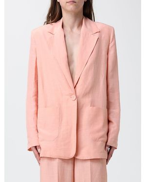 Hanita Linen Blend Single-Breasted Blazer - Pink