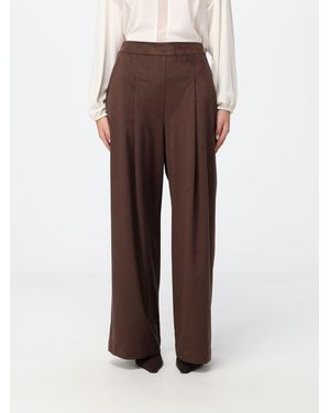 Hanita Pantalón Palazzo De Ante Sintético Con Pinzas Y Cintura Elástica - Marrón