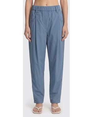 Brunello Cucinelli Slim Fit Cotton Pants - Blue