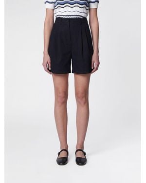 DUNST Cotton-Blend Short Shorts With Belt Loops And American Pockets - Blue