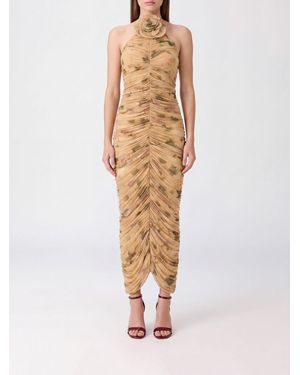 Magda Butrym Draped Jersey Sheath Midi Dress With 3D Flower Appliqué - Natural