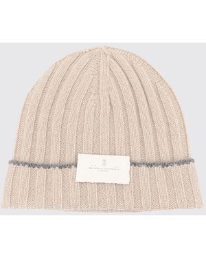 Brunello Cucinelli Ribbed Pure Cashmere Beanie With Cuff - Natural
