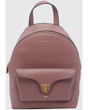 Coccinelle Kleiner Beat Generation Rucksack Von Aus Leder Mit Vordertasche - Pink
