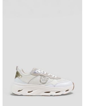 Pinko Leather And Mesh Trainers - White