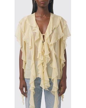 Erika Cavallini Semi Couture Georgette Shirt With Ruffles - Natural