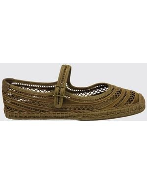 Tory Burch Perforated Cotton Mary Jane Espadrilles With Jute Midsole - Green