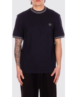Fred Perry Cotton T-Shirt With Logo - Blue