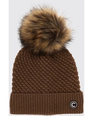 Colmar Wool And Cashmere Blend Knit Beanie With Pom-Pom - Brown