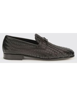 Ferragamo Gancini Woven Leather Loafers - White