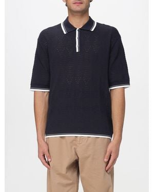 Laneus Knitted Cotton Polo Shirt - Blue