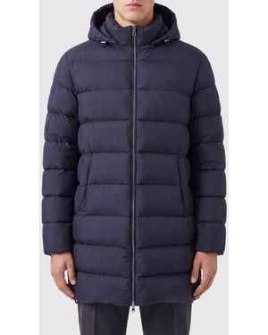 Herno Long Water-Repellent Quilted Nylon Down Jacket With Hood - Blue