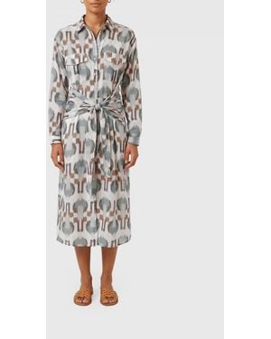 Bazar Deluxe Printed Cotton Chemisier Dress - White