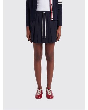 Thom Browne Pleated Wool Skirt - Blue