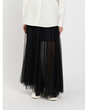 Twinset Midi-Tellerrock Von Aus Tüll Mit Elastischem Bund - Schwarz