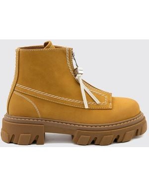 Ganni Low Outdoor Ankle Boots With Round Toe And Lug Sole - Brown