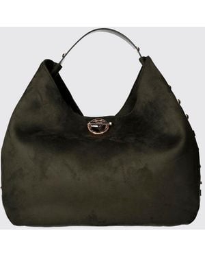 Liu Jo Große Hobo-Tasche Gerona Aus Samt Mit Metall-Piercing Und Lederhenkel - Schwarz