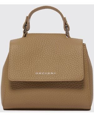 Orciani Sveva Soft Mini Hammered Leather Bag - Natural