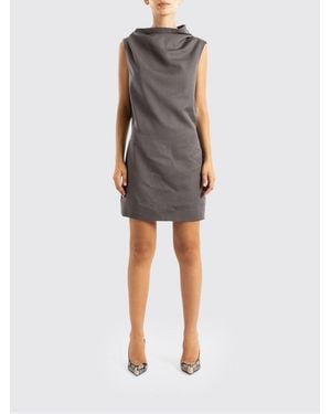 KHAITE Astor Draped Sleeveless Virgin Wool Mini Dress - Brown