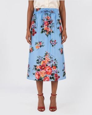 Dolce & Gabbana Dolce &Amp Gabbana Floral Silk Skirt - Blue
