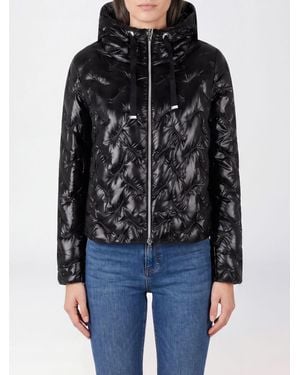 Herno Short Quilted Nylon Hooded Puffer Jacket With Zip Closure - Black