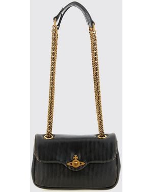 Vivienne Westwood Embossed Leather Mini Shoulder Bag With Orb Logo - White