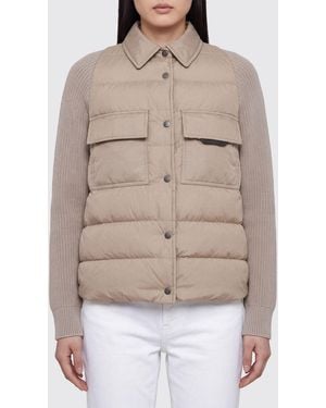 Brunello Cucinelli Chaqueta De Plumas Corta Acolchada En Nailon, Seda Y Cachemir - Neutro