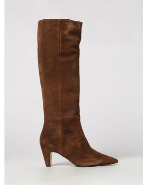 Anna F. Klassische Kniehohe Stiefel Aus Veloursleder Mit Kegelabsatz - Braun