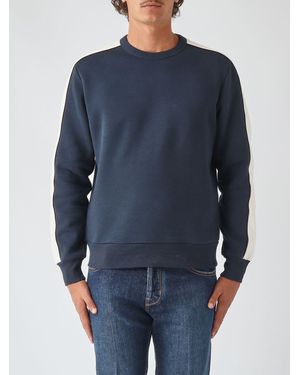 Colmar Crewneck Cotton Blend Sweatshirt With Contrast Logo And Ribbed Trims - Blue