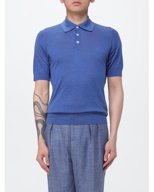 Brunello Cucinelli Silk And Cotton Polo Shirt - Blue