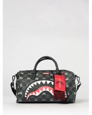 Sprayground Saffiano Coated Cotton Duffle Bag With Check Pattern And Logo - Black