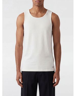 AMISH Basic Slim Fit Cotton Tank Top With A Classic Round Neckline - White