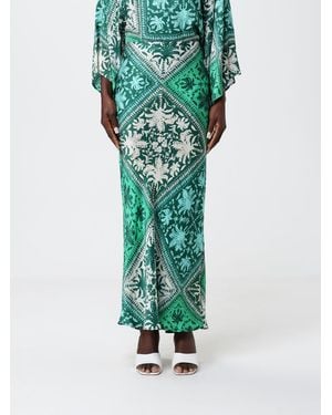 Hanita Printed Viscose Long Skirt - Green