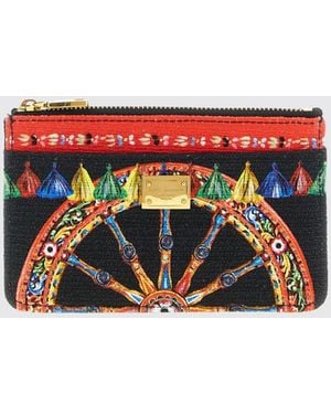 Dolce & Gabbana Dolce &Amp Gabbana Kartenetui Aus Canvas Mit Carretto-Siciliano-Print Und Quasten - Weiß