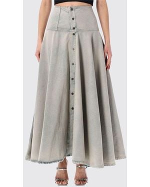 Haikure High-Waisted Long Skirt - Grey