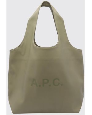 A.P.C. Ninon Large Recycled Synthetic Leather Shoulder Bag With Printed Logo - Green
