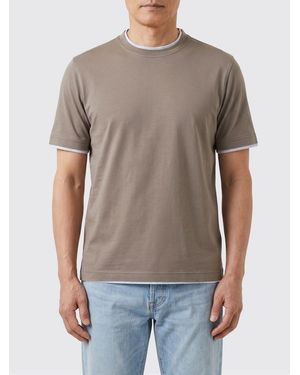 Brunello Cucinelli Cotton Crew-Neck T-Shirt With Contrasts - Grey