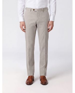 Brunello Cucinelli Slim Fit Stretch Cotton Chino Trousers With Pleats - Grey