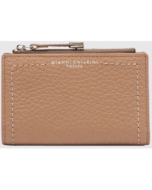 Gianni Chiarini Grained Leather Bifold Wallet With Laminated Logo And Coin Pocket - Natural