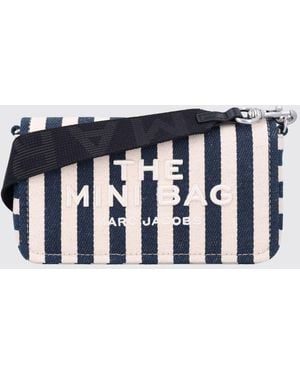 Marc Jacobs Bolso Bandolera The Mini Bag De A Rayas En Denim Y Lino Con Logo - Azul