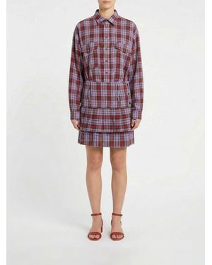 Vivienne Westwood Linen Check Pattern Mini Dress - Purple