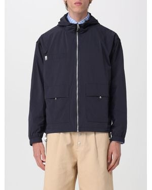 Carrera Nylon Windbreaker Jacket With Hood And Multiple Pockets - Blue