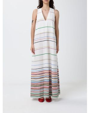 Paul Smith Striped Cotton Blend Long Dress - White