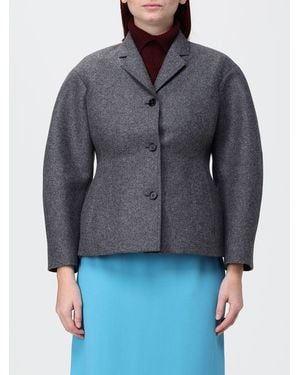 Jil Sander Blazer De Lana Virgen Con Botonadura Sencilla, Mangas Globo Y Corte Slim - Azul