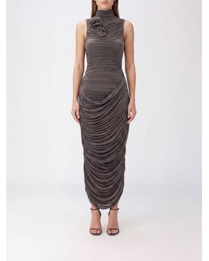 Magda Butrym Off-The-Shoulder Ruched Jersey Sheath Midi Dress With Flower - Brown
