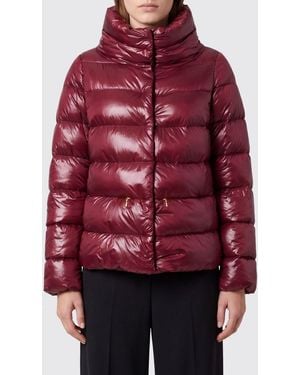 Herno Short Quilted Ultralight Nylon Down Jacket With High Neck And Drawstring - Red