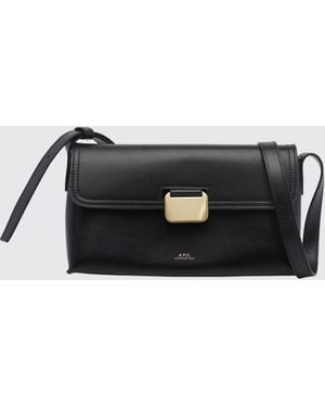 A.P.C. Kleine Simone Umhängetasche Aus Kalbsleder Von Mit Patte - Schwarz