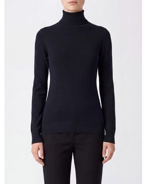 Fabiana Filippi Jersey De Cuello Alto Slim Fit En Mezcla De Cachemir Y Seda - Azul