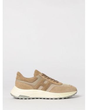 Hogan Hyperlight Suede And Mesh Trainers - Natural